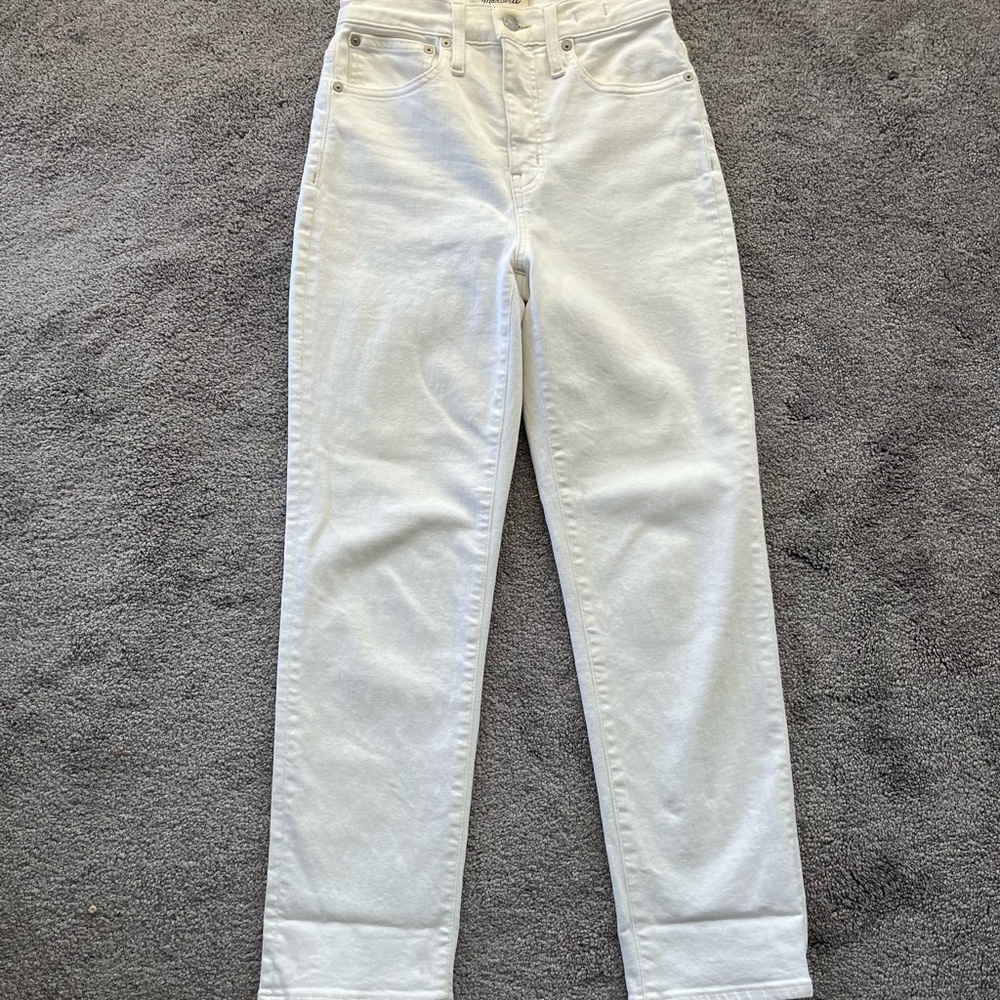 Madewell White Classic Straight Leg Jeans